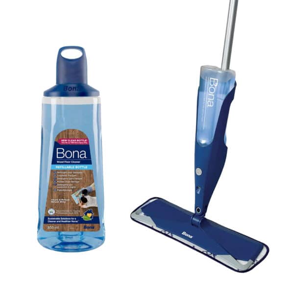 Bona spray mop with wood floor cleaner bottle for cleaning sealed timber floors