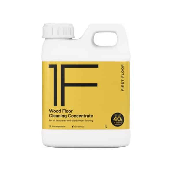 Bottle of First Floor Wood Floor Cleaning Concentrate for wooden floors.
