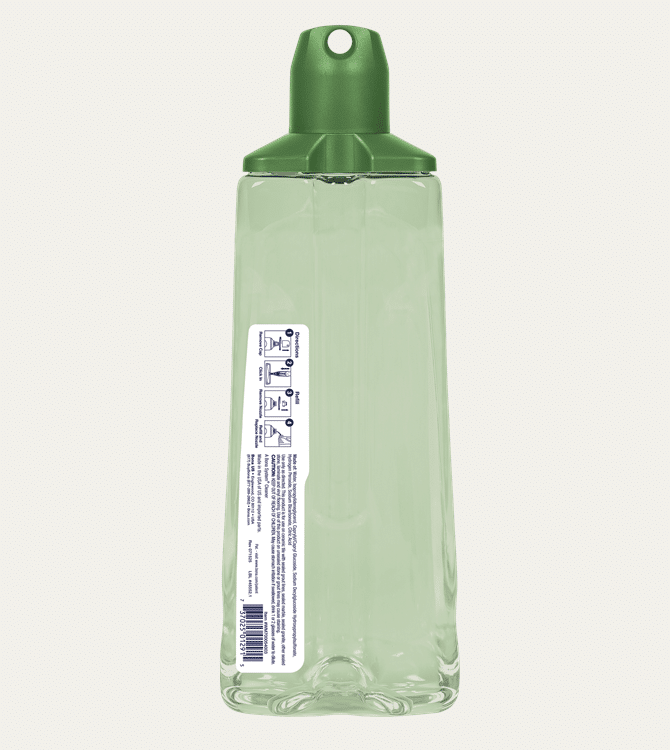 Back label of Bona hard surface floor cleaner refill cartridge with usage instructions