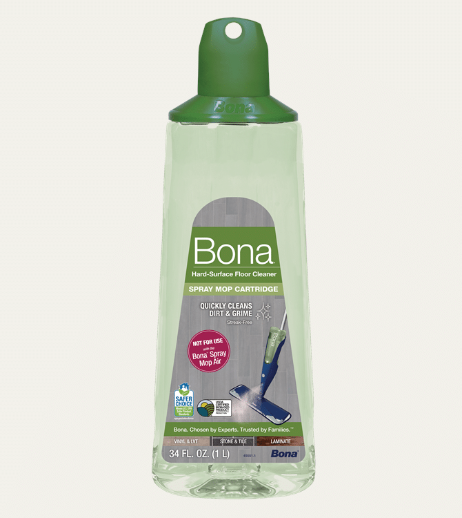 Front of Bona hard surface floor cleaner refill cartridge for spray mops