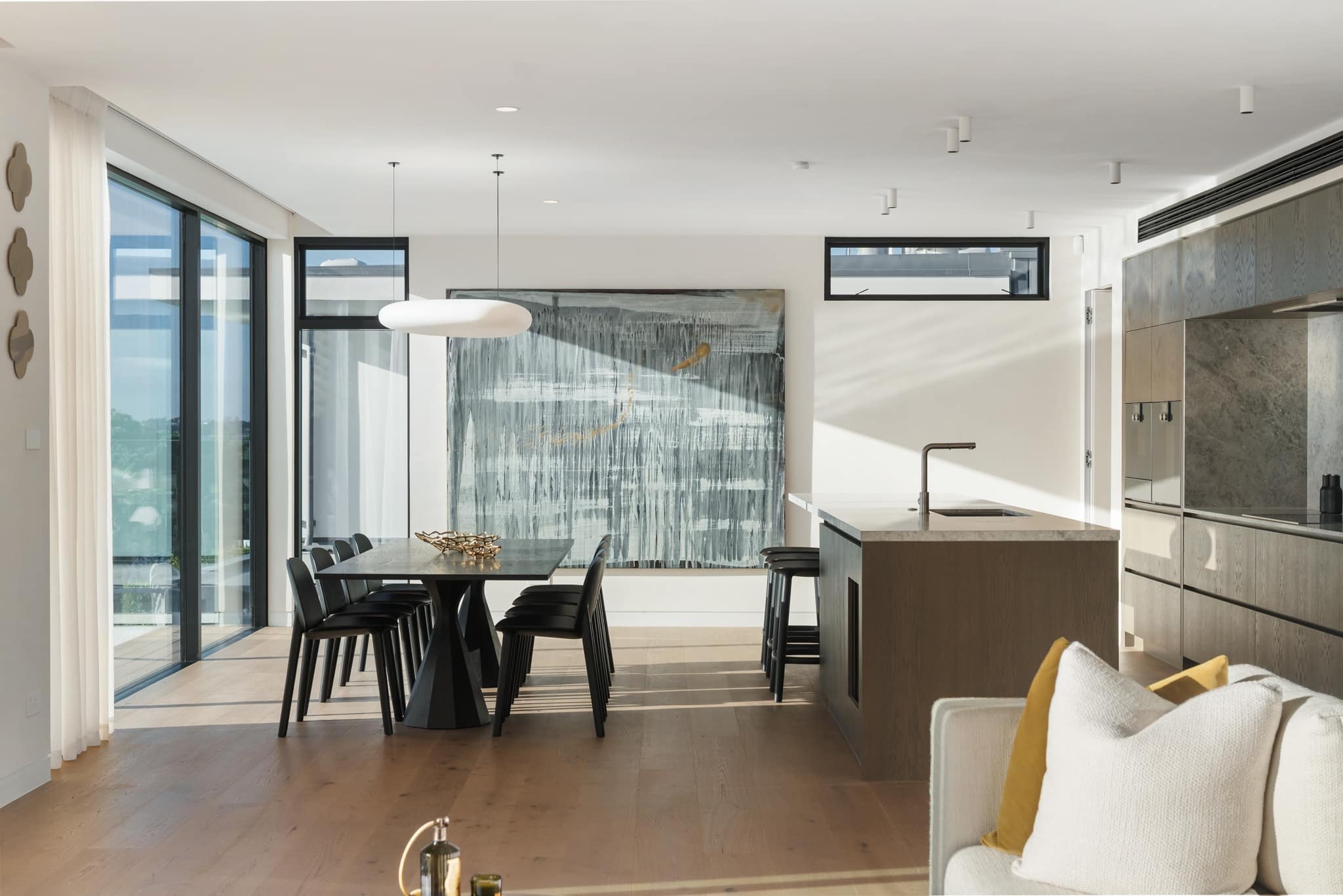 An engineered oak timber floor in a light living space.