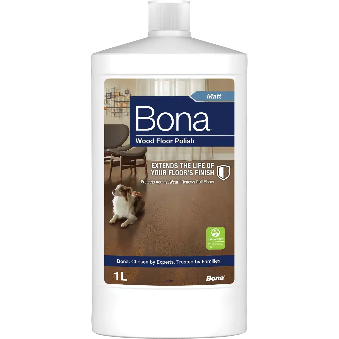 Bona Wood Floor Polish Matt 1 litre bottle, front of label